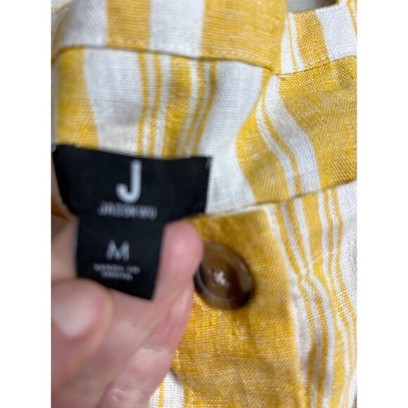 Jason Wu striped linen button front yellow jumpsuit women size medium - Picture 5 of 9